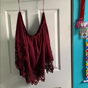 Burgundy Off the shoulder shirt
